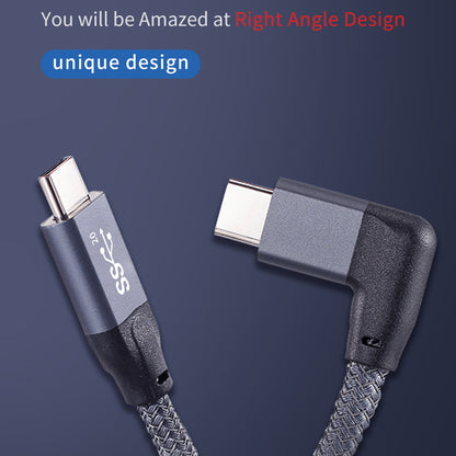 0.5m USB-C Male to USB-C Male Elbow 4K Video Transmission PD Fast Charging Cable Cord with E-mark