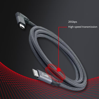 0.5m USB-C Male to USB-C Male Elbow 4K Video Transmission PD Fast Charging Cable Cord with E-mark