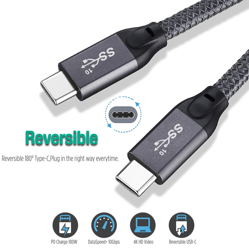 0.5m USB-C Male to USB-C Male Cable 4K 20Gbps PD100W 5A/20V Fast Charging Cord for Macbook Pro