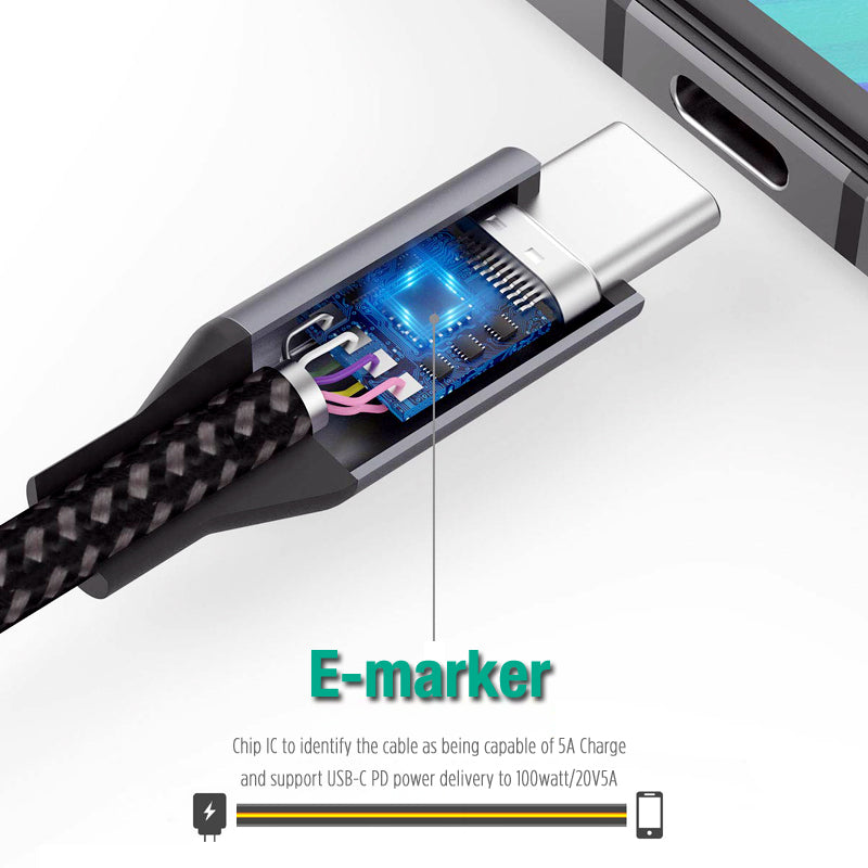 0.5m USB-C Male to USB-C Male Cable 4K 20Gbps PD100W 5A/20V Fast Charging Cord for Macbook Pro