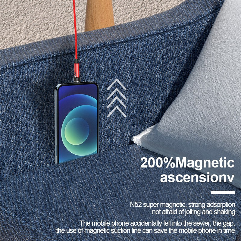 1m Nylon Braided Data Cord Fast Charging Cable + 540 Degrees Rotating Magnetic Attraction Micro Plug