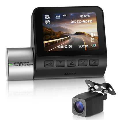 V50 Car WiFi Dashcam 4K Dashboard Camera with 2.0 inch 240 * 320 IPS Screen 360 Rotatable Lens G-Sensor - Front+Rear Camera
