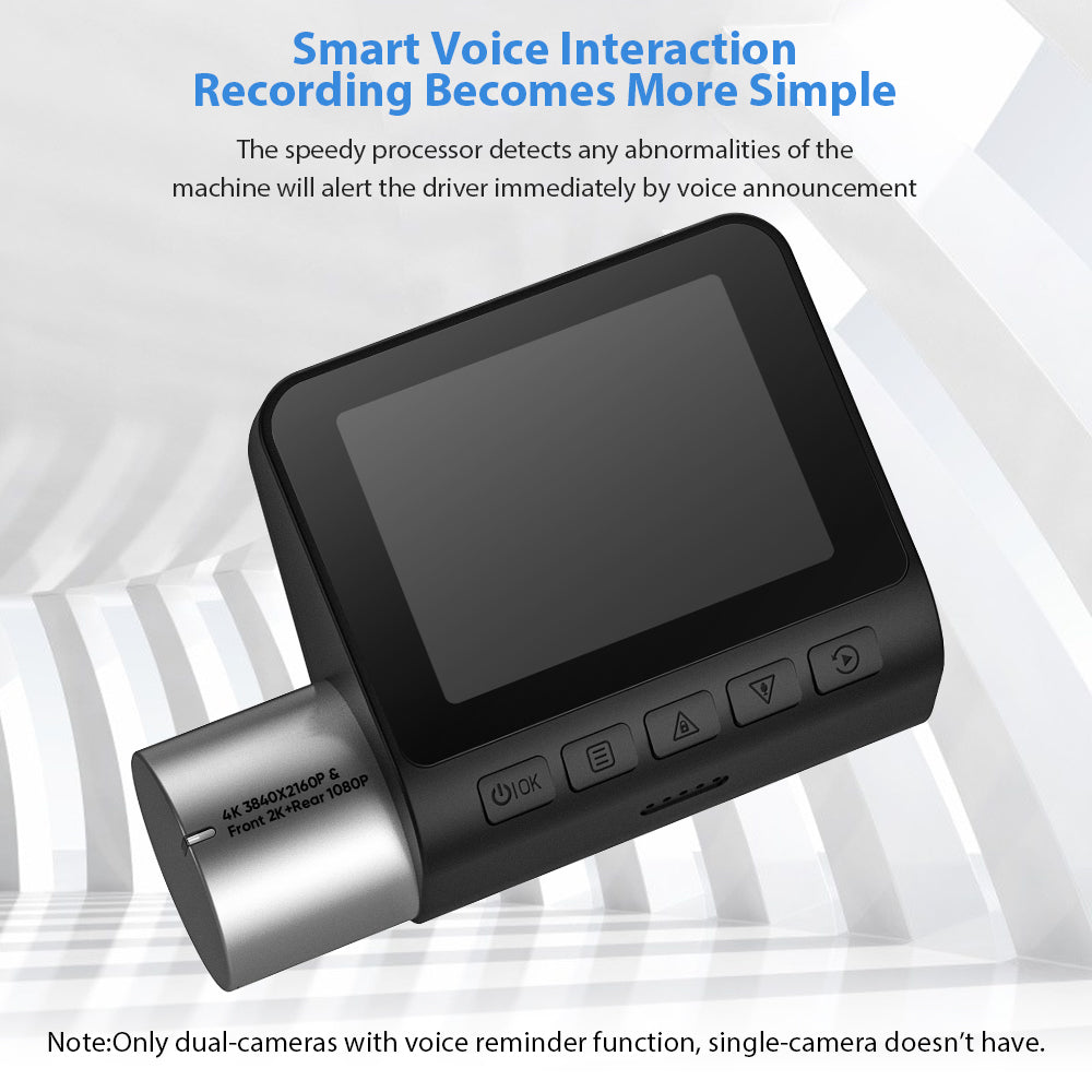V50 Car WiFi Dashcam 4K Dashboard Camera with 2.0 inch 240 * 320 IPS Screen 360 Rotatable Lens G-Sensor - Front+Rear Camera