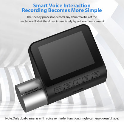 V50 Car WiFi Dashcam 4K Dashboard Camera with 2.0 inch 240 * 320 IPS Screen 360 Rotatable Lens G-Sensor - Front+Rear Camera