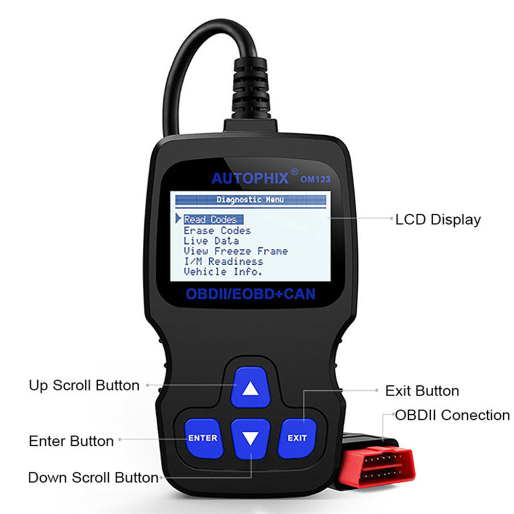 AUTOPHIX OM123 Portable OBD2 Scanner Car Diagnostic Tool Automotive Scanner EOBD Code Reader