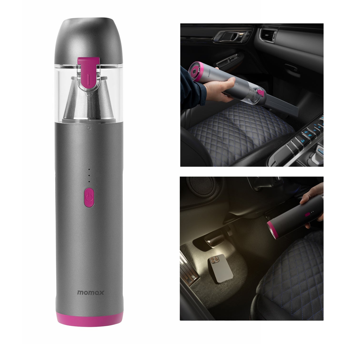 MOMAX MICRO CLEANSE Mini Vacuum Cleaner Cordless Handheld Car Cleaner Portable Home Office High Power 6000Pa Cleaning Tool - Dark Grey