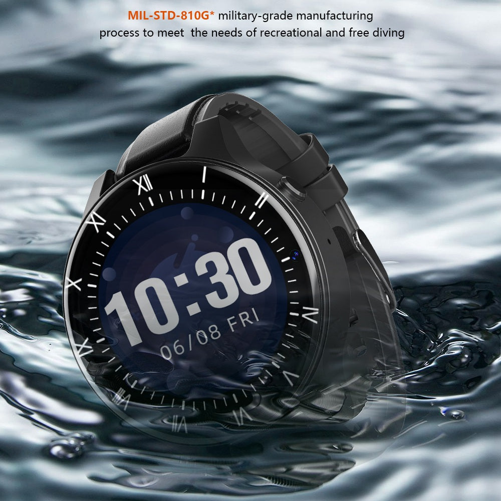 ROGBID Panda 4G Smart Watch 1.69 inch Round Full Touch Screen 3+32G 5ATM Water Resistant Fitness Bracelet with Dual Camera/GPS + Glonass Positions for Journey Workouts