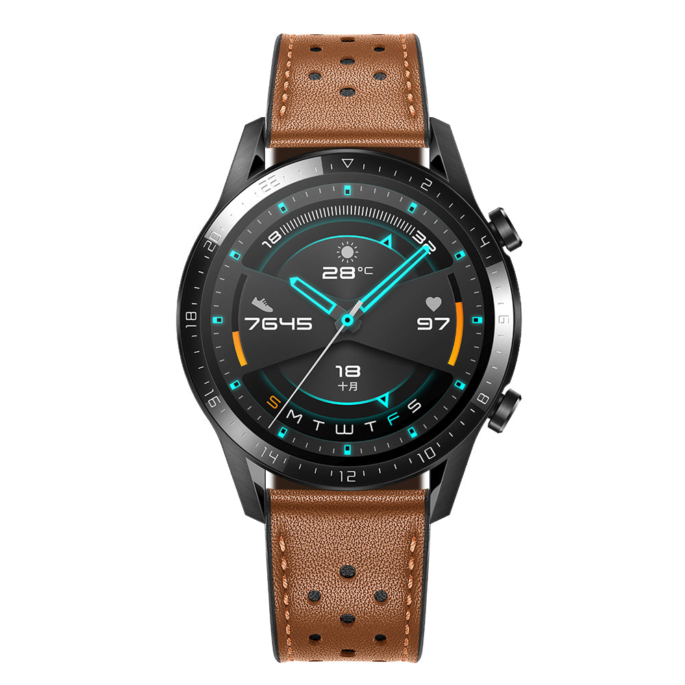 Holes Design Genuine Leather Strap Replacement Watch Band 22mm for Huawei Watch GT 2 46mm