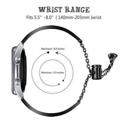 Hollow Out Crown Shaped Rhinestone Watch Band Stainless Steel Adjustable Slide Bracelet Wristband Strap for Samsung Gear S3 Classic/S3 Frontier