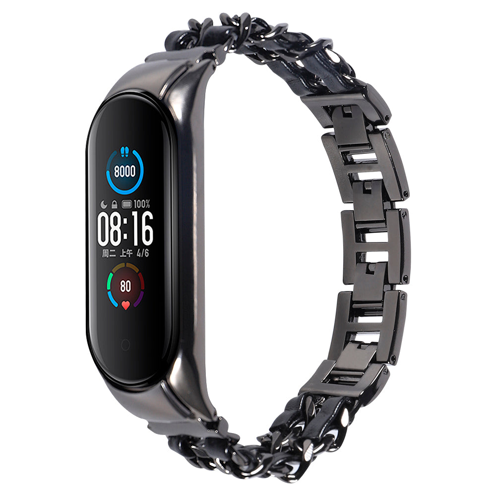 For Xiaomi Mi Band 5/Mi Band 6 Stainless Steel Chain Splicing Watchband Watch Strap