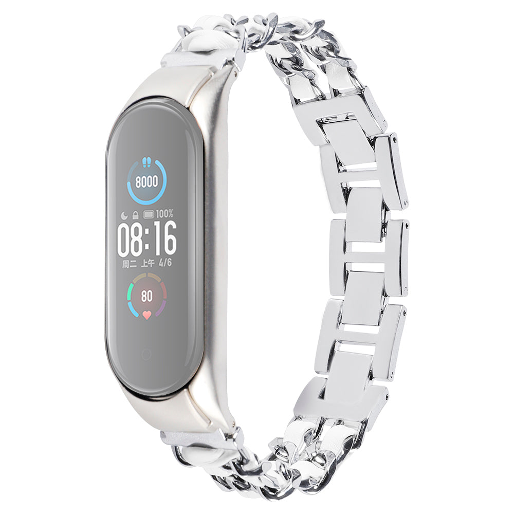 For Xiaomi Mi Band 5/Mi Band 6 Stainless Steel Chain Splicing Watchband Watch Strap