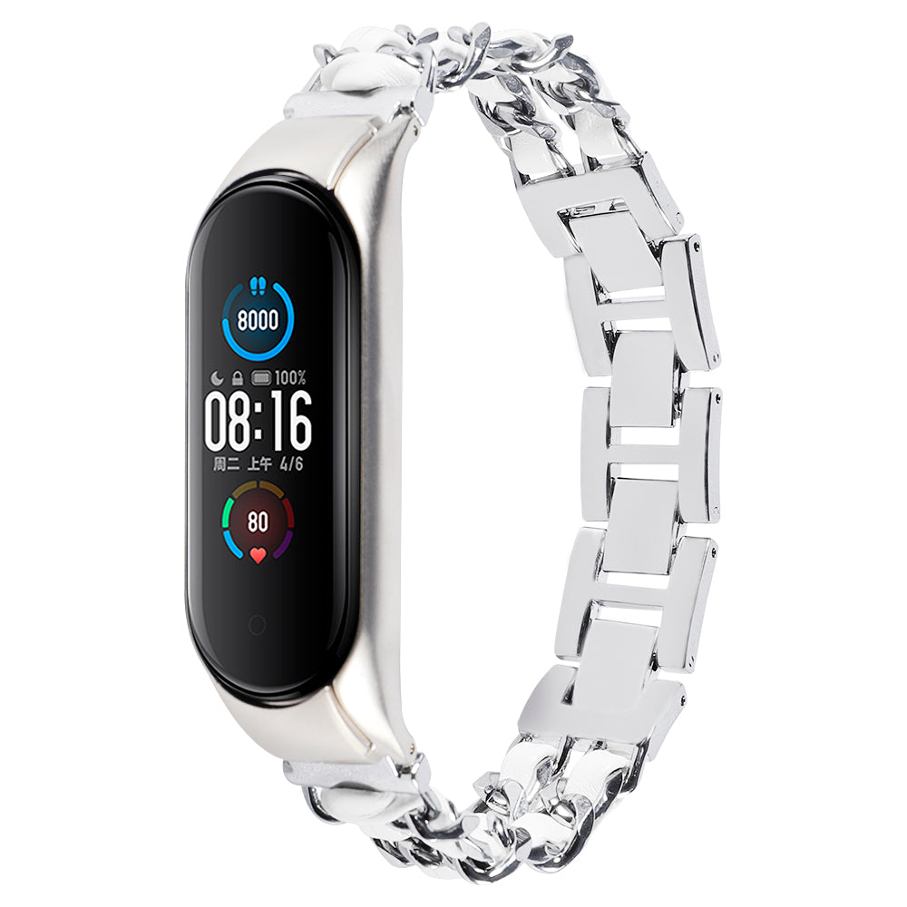 For Xiaomi Mi Band 5/Mi Band 6 Stainless Steel Chain Splicing Watchband Watch Strap