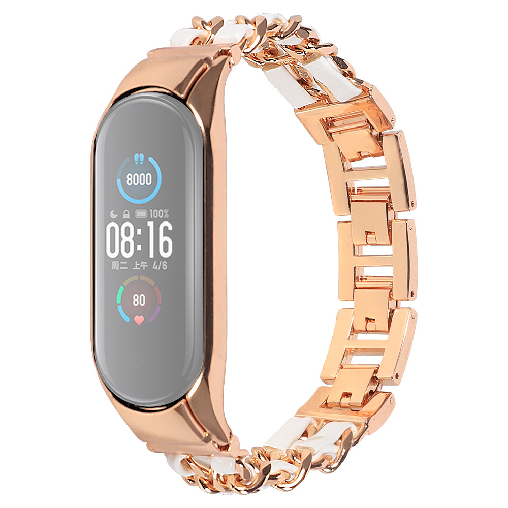 For Xiaomi Mi Band 5/Mi Band 6 Stainless Steel Chain Splicing Watchband Watch Strap