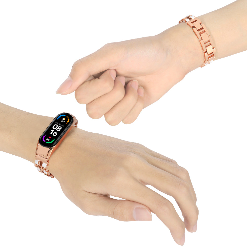 For Xiaomi Mi Band 5/Mi Band 6 Stainless Steel Chain Splicing Watchband Watch Strap