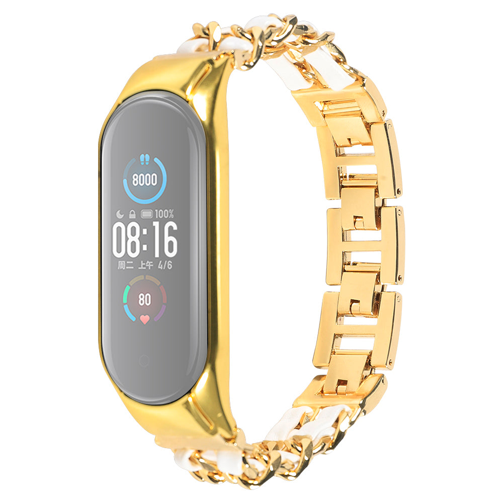 For Xiaomi Mi Band 5/Mi Band 6 Stainless Steel Chain Splicing Watchband Watch Strap
