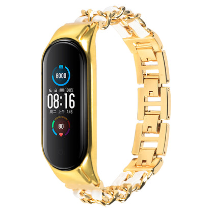 For Xiaomi Mi Band 5/Mi Band 6 Stainless Steel Chain Splicing Watchband Watch Strap