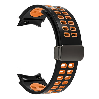 For Samsung Galaxy Watch 4 40mm / 44mm  /  Watch 4 Classic 42mm / 46mm  /  Watch 5 40mm / 44mm  /  Watch 5 Pro 45mm Quick Release Silicone Watch Band Folding Buckle Dual Color Sport Strap