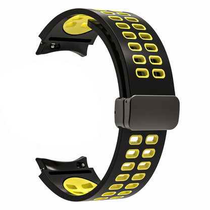 For Samsung Galaxy Watch 4 40mm / 44mm  /  Watch 4 Classic 42mm / 46mm  /  Watch 5 40mm / 44mm  /  Watch 5 Pro 45mm Quick Release Silicone Watch Band Folding Buckle Dual Color Sport Strap