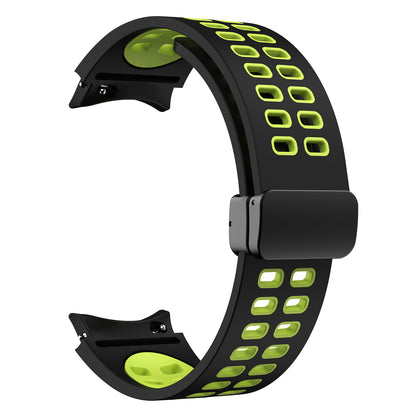 For Samsung Galaxy Watch 4 40mm / 44mm  /  Watch 4 Classic 42mm / 46mm  /  Watch 5 40mm / 44mm  /  Watch 5 Pro 45mm Quick Release Silicone Watch Band Folding Buckle Dual Color Sport Strap