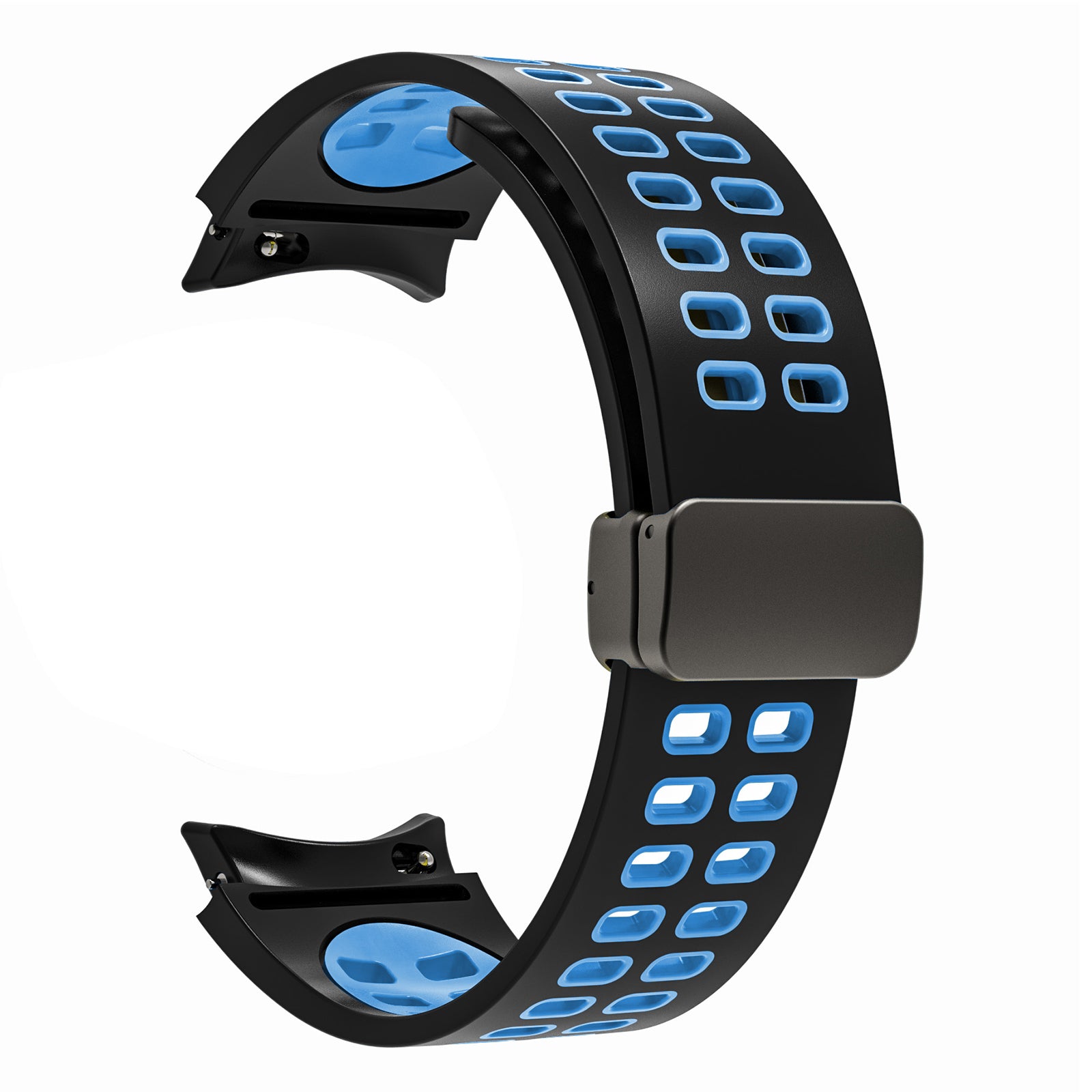 For Samsung Galaxy Watch 4 40mm / 44mm  /  Watch 4 Classic 42mm / 46mm  /  Watch 5 40mm / 44mm  /  Watch 5 Pro 45mm Quick Release Silicone Watch Band Folding Buckle Dual Color Sport Strap