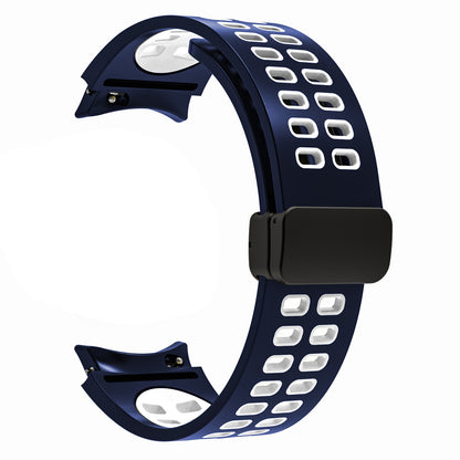 For Samsung Galaxy Watch 4 40mm / 44mm  /  Watch 4 Classic 42mm / 46mm  /  Watch 5 40mm / 44mm  /  Watch 5 Pro 45mm Quick Release Silicone Watch Band Folding Buckle Dual Color Sport Strap