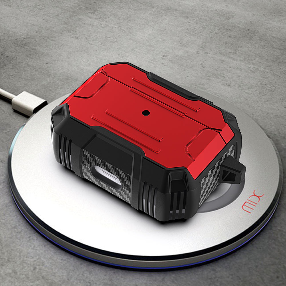 Hard PC + Soft TPU Full Protective Skin Shell Earbud Case with Keychain for Apple AirPods Pro