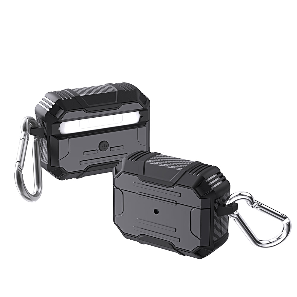 Hard PC + Soft TPU Full Protective Skin Shell Earbud Case with Keychain for Apple AirPods Pro