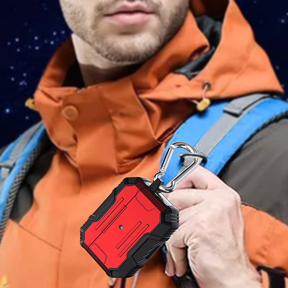 Hard PC + Soft TPU Full Protective Skin Shell Earbud Case with Keychain for Apple AirPods Pro