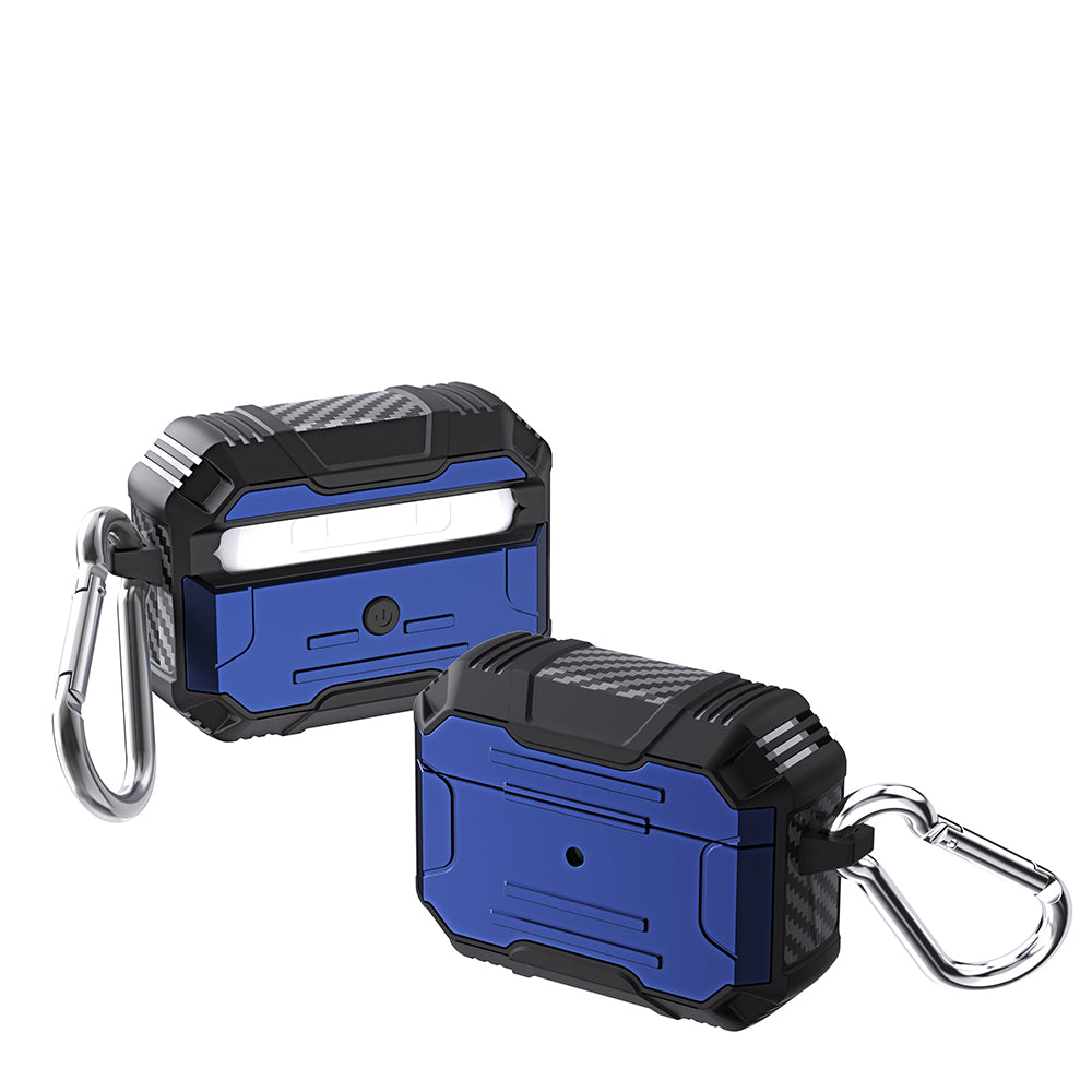 Hard PC + Soft TPU Full Protective Skin Shell Earbud Case with Keychain for Apple AirPods Pro