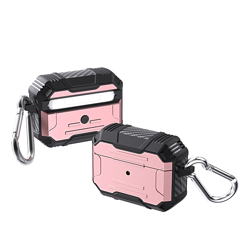 Hard PC + Soft TPU Full Protective Skin Shell Earbud Case with Keychain for Apple AirPods Pro