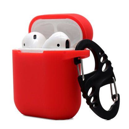 For Apple AirPods with Charging Case (2016)  /  (2019)  /  AirPods with Wireless Charging Case (2019) 2.5mm Thicken Silicone Case Protective Cover with 8-shaped Buckle