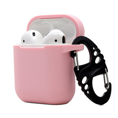 For Apple AirPods with Charging Case (2016)  /  (2019)  /  AirPods with Wireless Charging Case (2019) 2.5mm Thicken Silicone Case Protective Cover with 8-shaped Buckle