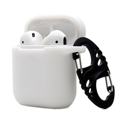 For Apple AirPods with Charging Case (2016)  /  (2019)  /  AirPods with Wireless Charging Case (2019) 2.5mm Thicken Silicone Case Protective Cover with 8-shaped Buckle