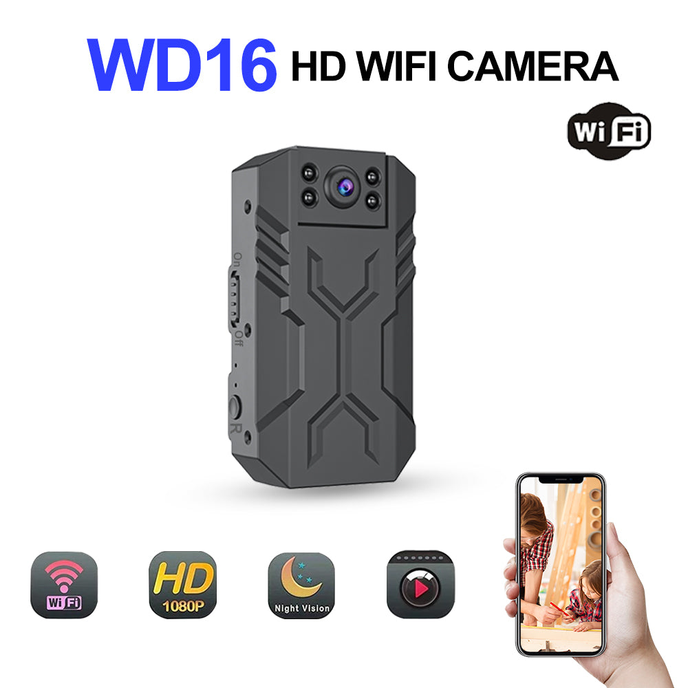WD16 HD WiFi Camera with Night Vision / Motion Detection Alarm Outdoor Portable Camera Home Security Monitor Webcam for Video Recording