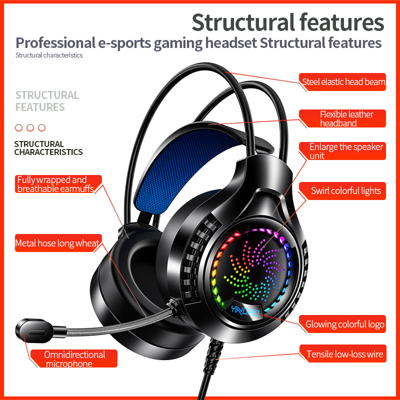 YINDAIO Q7 Deep Bass DTS 7.1 Surrounded Sound Colorful Light Wired Gaming Headphone with Microphone