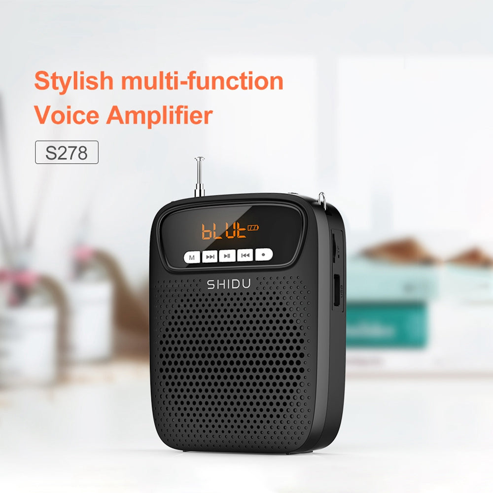 SHIDU S278 15W Portable Voice Amplifier Wired Microphone FM Radio AUX Audio Recording Bluetooth Speaker for Teachers Instructor