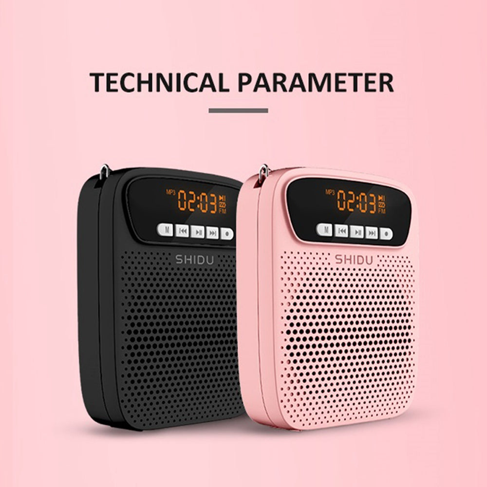 SHIDU S278 15W Portable Voice Amplifier Wired Microphone FM Radio AUX Audio Recording Bluetooth Speaker for Teachers Instructor