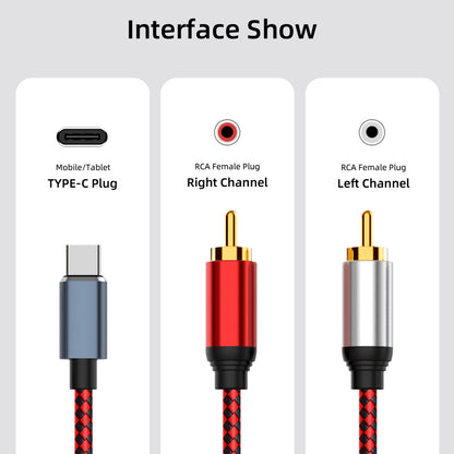 0.5m USB Type-C to 2 RCA Male Audio Cable for Mobile Phone Tablet Connection to Speaker/Amplifier