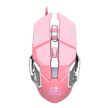 HXSJ Pink Game Playing 3200dpi White Light Mouse