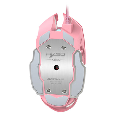 HXSJ Pink Game Playing 3200dpi White Light Mouse