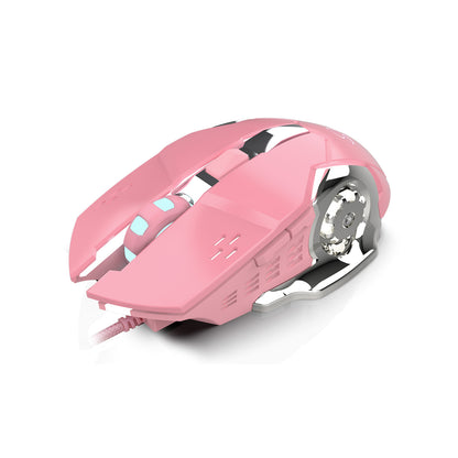 HXSJ Pink Game Playing 3200dpi White Light Mouse