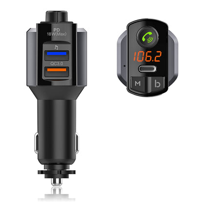Wireless Bluetooth Hands Free Car Kit MP3 Player FM Transmitter Dual USB+Type-C PD Fast Car Charger