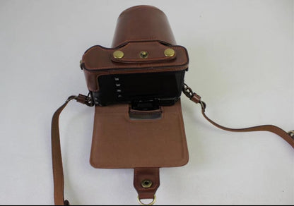 PU Leather Protective Case + Strap + Camera Lens Bag for Fujifilm X-E3 Camera with XF23mm Lens