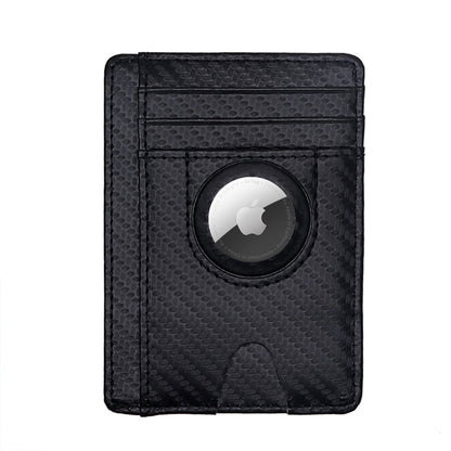 Carbon Fiber Texture Minimalist Wallet Card Holder 2 in 1 Portable Slim Case for AirTag