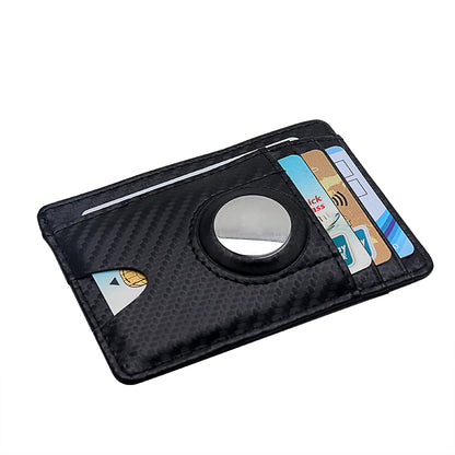 Carbon Fiber Texture Minimalist Wallet Card Holder 2 in 1 Portable Slim Case for AirTag