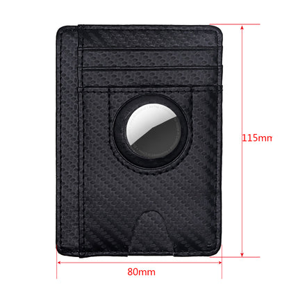 Carbon Fiber Texture Minimalist Wallet Card Holder 2 in 1 Portable Slim Case for AirTag