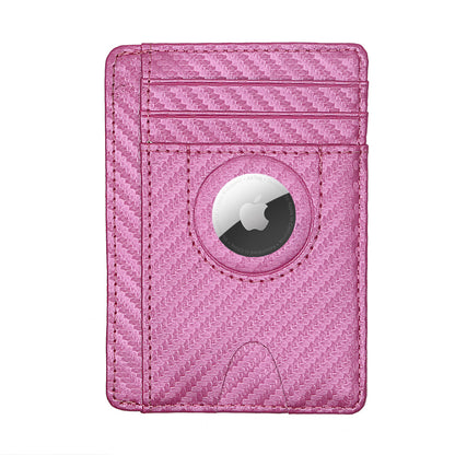 Carbon Fiber Texture Minimalist Wallet Card Holder 2 in 1 Portable Slim Case for AirTag