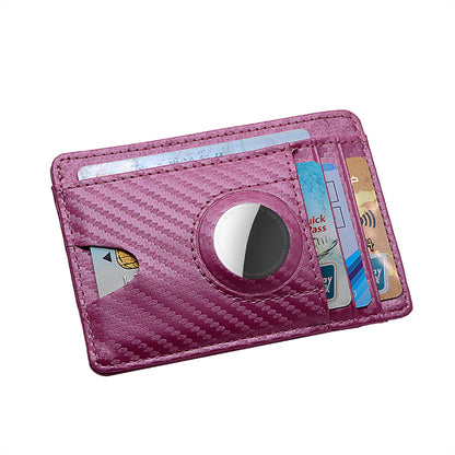 Carbon Fiber Texture Minimalist Wallet Card Holder 2 in 1 Portable Slim Case for AirTag