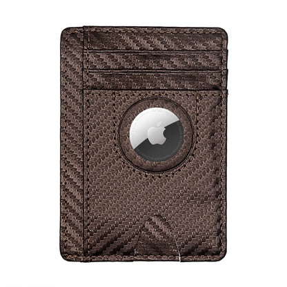 Carbon Fiber Texture Minimalist Wallet Card Holder 2 in 1 Portable Slim Case for AirTag