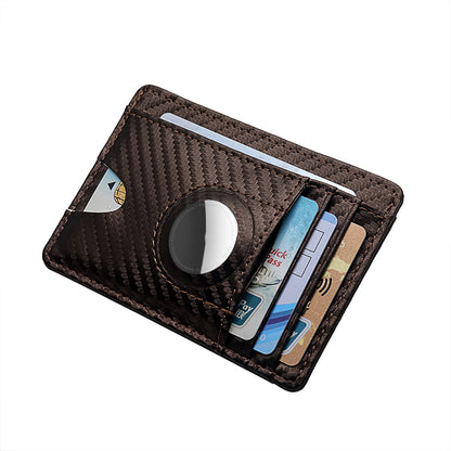 Carbon Fiber Texture Minimalist Wallet Card Holder 2 in 1 Portable Slim Case for AirTag
